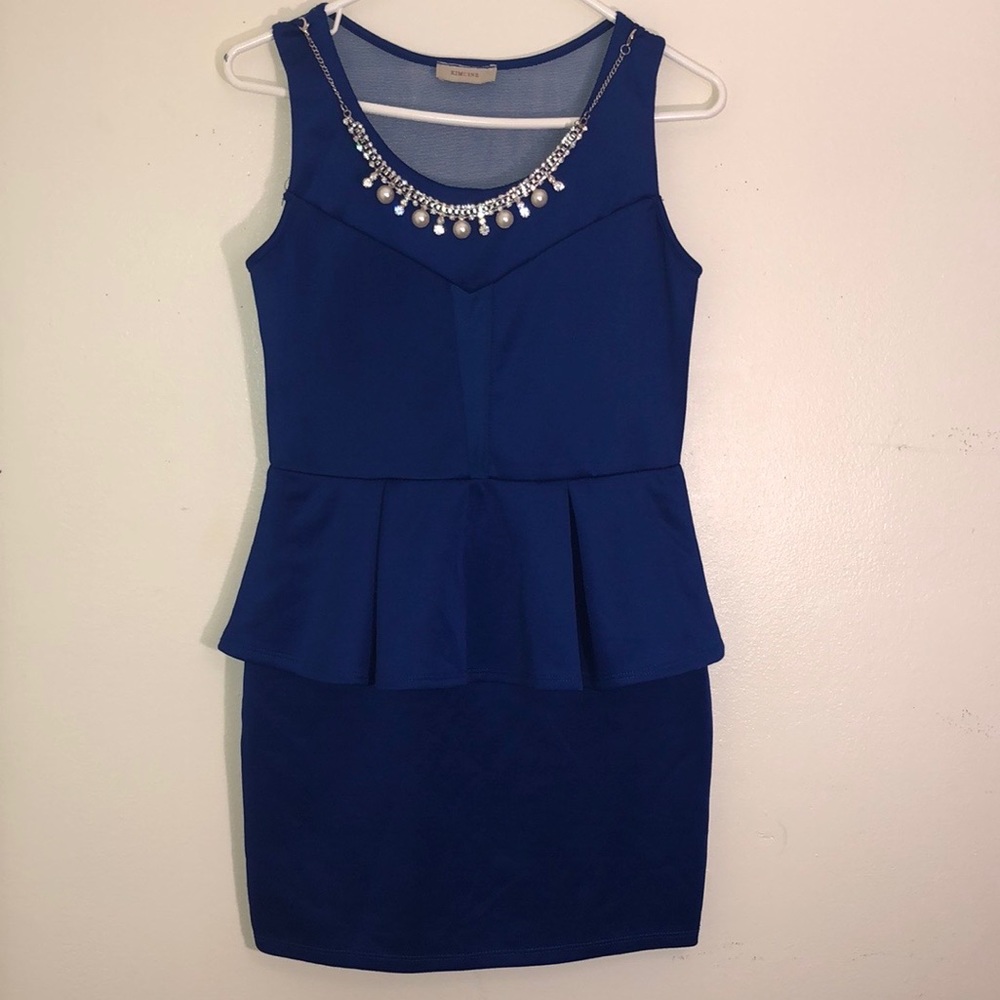 Kimcine Dark Blue Mini Dress With Necklace Size L